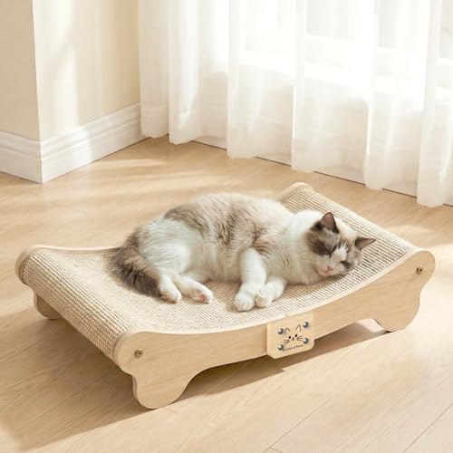 NOCOEX Sisal Cat Scratcher Bed: Wood Scratch Board Hammock for Indoor Cats by NOCOEX