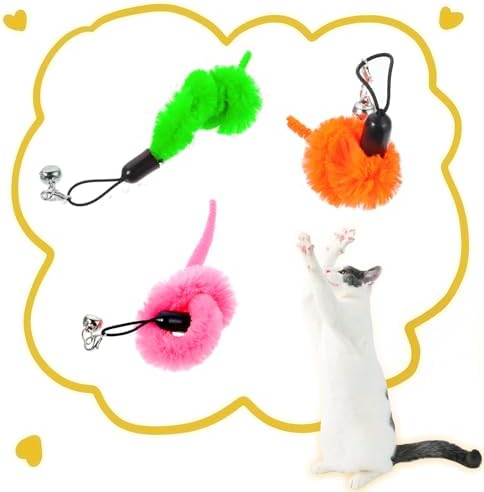 Cat Worms Refills for Wand, 12 PCS Cat Wand Attachments Worms Toy Interactive Kitten Worm Replacements Feather Worm Teaser Refills - Image 6