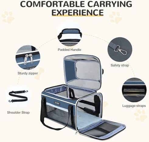 Lekereise Top-Expandable Pet Carrier 17x11x9.5 Inch Alaska Hawaiian Airline Approved Soft Sided Underseat to 12lbs Travel Carriers for Small Dogs and Cats with Locking Safety Zippers Anti-Scratch Mesh - Image 6