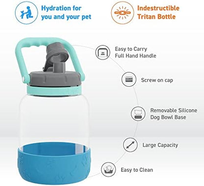 Asobu Buddy Bottle a Stainless Steel Insulated Water Bottle for with Removable Dog Water Bowl and Dog Food and Treat Storage Bowl (Blue, 50 Ounce) - Image 2