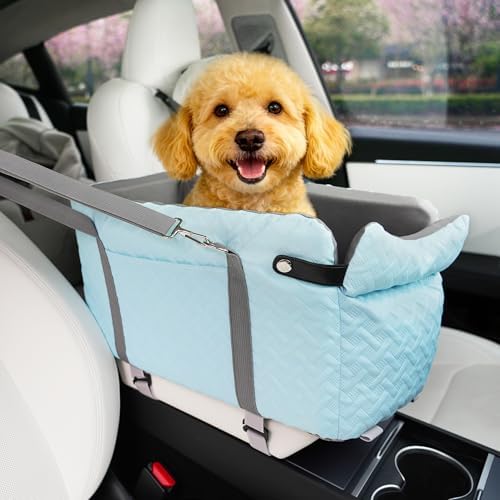 Center Console Dog Car Seat for Small Dogs Under 15 lbs, Blue by Bolfie