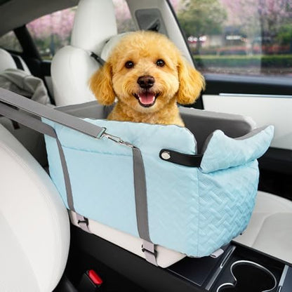 Center Console Dog Car Seat for Small Dogs Under 15 lbs, Blue by Bolfie