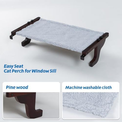Zakkart 2-PC Easy Seat Cat Perch for Windowsill (Dark Stained Wood/Gray, L) - Image 6