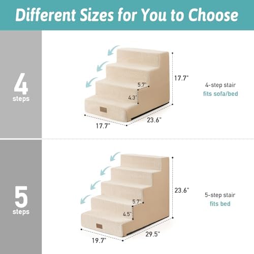 COZY KISS Dog Stairs for Small Dogs, 4 Step Pet Stairs for Beds & Couches - Image 4
