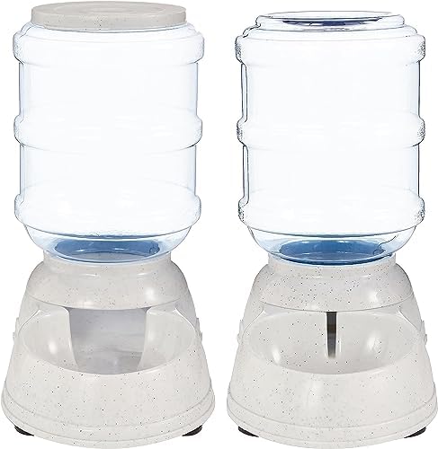 Amazon Basics Automatic Pet Water Dispenser and Gravity Food Feeder Set for Cat and Dog, Easy to Clean, 152fl.oz food feeder, 135.3fl.oz water dispenser, Small, Pack of 2 - Image 3