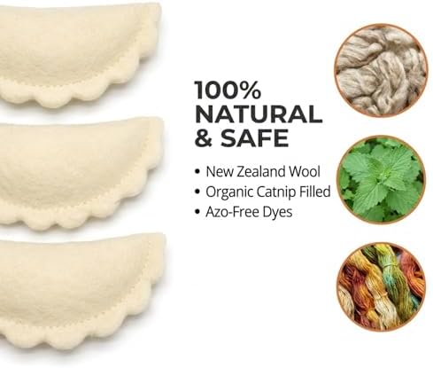 Glaciart One Wool Dumpling Cat Toys with Catnip | Interaction & Boredom Relief, Encourages to Exercise, Explore & Play | Filled w/Organic Herbs to Help Sooth or Reduce Anxiety - Image 2