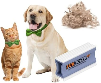 FurDozer Pet Hair Remover & Auto Detailing Tools - Cat & Dog Hair Remover for Carpets, Car Interiors, Couches, Bedding, & Pet Furniture (Purple, X3 MINI - 3.5" Long) by NeaterPetBrands