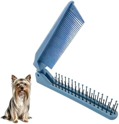 Folding Small Dog Grooming Brush (Blue) by MAEELOU