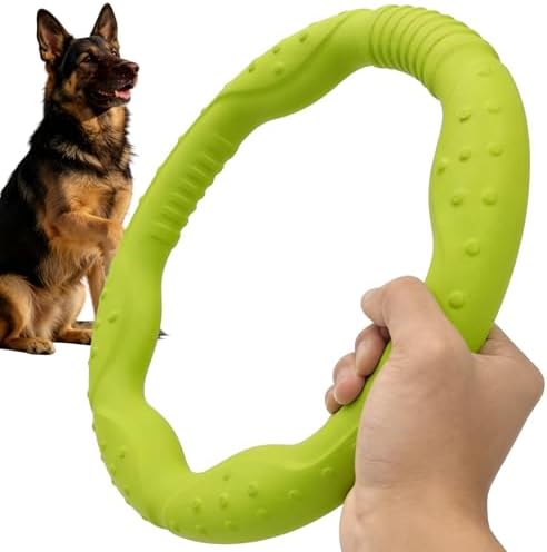 LaRoo Dog Toys for Medium/Large Dogs, Floatable Dog Flying Discs 3 Sizes Pool Toy, Interactive and Tug of War Ring Toy, Funny Fetch Teething Toys (Green, 11.8“) by LaRoo