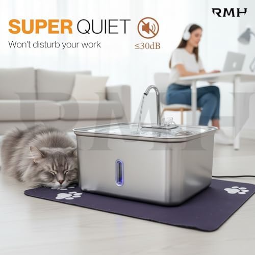 Stainless Steel Cat Water Fountain 7L with Waterproof Mat – Large Dog & Multi-Pet Automatic Drinking Fountain, Quiet Pump, 3-Stage Filtration & LED Water Window - Image 3