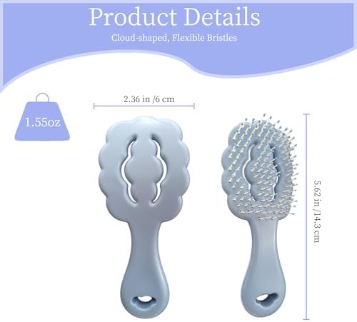 Cloud-Shaped Soft Bristle Small Dog Brush, Puppy Essentials (Blue) - Image 2