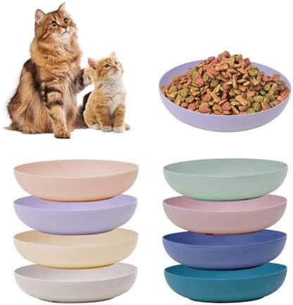 [8 Pack] Cat Dishes Whisker Friendly, Shallow Wide Pet Food and Water Bowl, Durable Wheat Straw Cat Bowls for Indoor Outdoor Cats by WDZZHOT