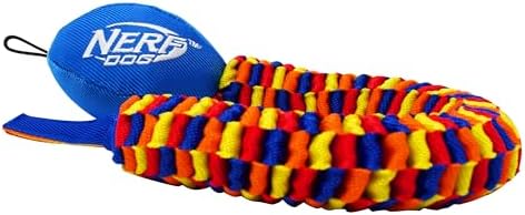 Nerf Dog Rainbow Vortex Chain Tug Dog Toy, Lightweight, Durable and Water Resistant, 19 Inches, For Medium/Large Breeds, Single Unit, Rainbow Colored by GramercyProductsInc