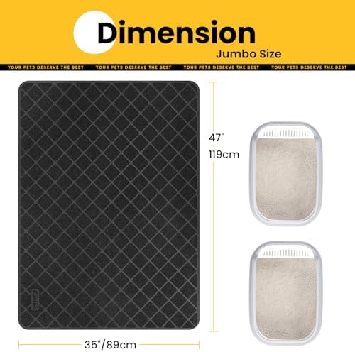 Conlun Cat Litter Mat Litter Trapping Mat, Black Premium Durable PVC Grid Mesh with Scatter Control, Non-slip, Less Waste Cat Litter Box Mat, Soft on Kitty’s Paws, Urine Waterproof 47" x 35" - Image 2