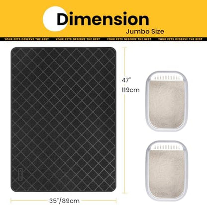 Conlun Cat Litter Mat Litter Trapping Mat, Black Premium Durable PVC Grid Mesh with Scatter Control, Non-slip, Less Waste Cat Litter Box Mat, Soft on Kitty’s Paws, Urine Waterproof 47" x 35" - Image 2