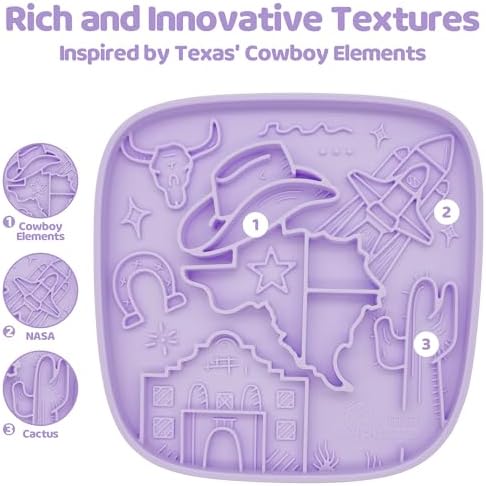 Puzzle Feeder Snuffle Mat and Lick Mat for Dogs,Texas Textured Slow Feeder, 0.75 Inch Thin Silicone Mat Holds 3 Cups, Dishwasher and Microwave Safe, Purple - Image 2