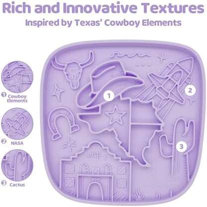 Puzzle Feeder Snuffle Mat and Lick Mat for Dogs,Texas Textured Slow Feeder, 0.75 Inch Thin Silicone Mat Holds 3 Cups, Dishwasher and Microwave Safe, Purple - Image 2