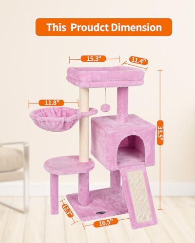 Cute Cat Tree Kitten Cat Tower Condo Furniture Scratching Posts Hammock - Image 2