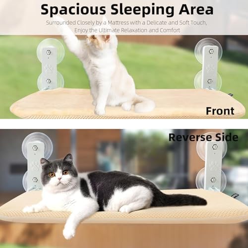 2PCS Replacement Cover for Cat Window Perch, M Size Cordless Cat Window Hammock Bed Accessories, Reversible Breathable/Warm Seat Cover for Inside (White, 20.4" L x 11.8" W) - Image 7