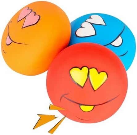 Dog Squeaky Toys Latex Squeak Balls Rubber Soft Chewing Fun Smile Toys Interactive Fetch Play Dog Balls for Puppy Small Pet Dogs (3 PCS)… by gulucute