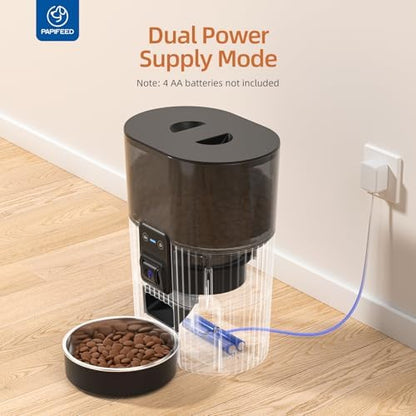 PAPIFEED Automatic Cat Feeder with Camera, WiFi Auto Cat Feeder with App, 3L Slow-Feed Cat Food Dispenser for Dry Food, Dual Power Supply Timed Pet Feeder, 10 Meals/Day, 6 Portions/Meal - Image 4
