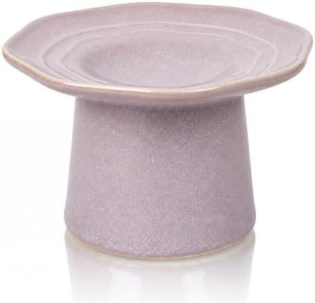 Shallow Cat Food Bowls Eleveted Wide 6" Cat Dish Raised Ceramic Plate, Stress Free, Whisker Fatigue, Dusty Mauve by Careforyourbelovedfurbaby