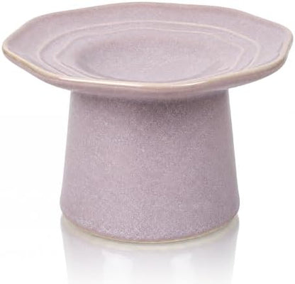 Shallow Cat Food Bowls Eleveted Wide 6" Cat Dish Raised Ceramic Plate, Stress Free, Whisker Fatigue, Dusty Mauve by Careforyourbelovedfurbaby