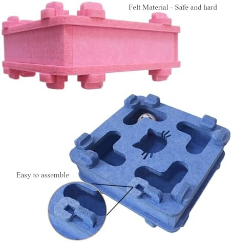 IUHKBH Cat Puzzle Toy, Soft Felt Intelligence Mind Game Track Balls Interactive Kitten Toy Puzzle Box for Indoor Cats, Easy to Assemble [Green] - Image 3