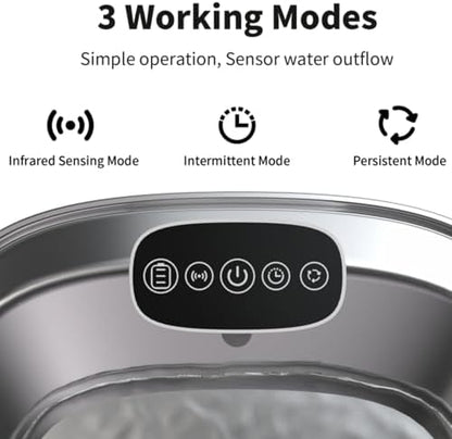 Cat Water Fountain Stainless Steel- 108oz/3.2L Pet Fountain with 4 Replacement Filters, Motion Sensor& 3 Working Modes, Cordless Automatic Dog Water Dispenser for Cats, Dogs, and Small Pets - Image 5