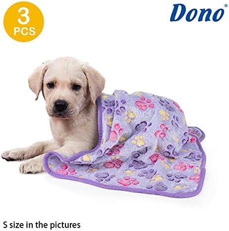 Dono 1 Pack 3 Dog Blankets for Small Dogs, Soft Fluffy Paw Print Pattern Fleece Pet Blanket Warm Sleep Mat, Puppy Kitten Blanket Doggy Mat for Dog Cat Kitten Doggy - Image 2