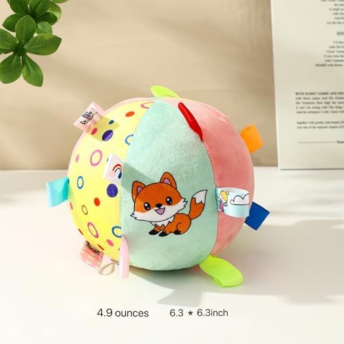 TRAVEYO Dog Toy Balls, Squeaky Plush Dog Balls with Colorful Sensory Tags & Built-in Bell, 6.3 Inch Soft Interactive Chew Fetch Toy for Indoor Outdoor Play, Suitable for Small Medium Large Dogs - Image 2