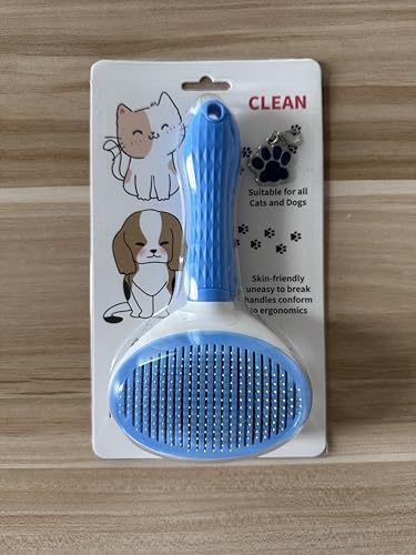 Self-Cleaning Pet Grooming Brush – Stainless Steel Slicker Brush for Dogs, Cats, Rabbits & Small Pets – Ideal for Shedding, Tangles, and Mats – Perfect for Short & Long Hair Breeds by (Blue) - Image 2