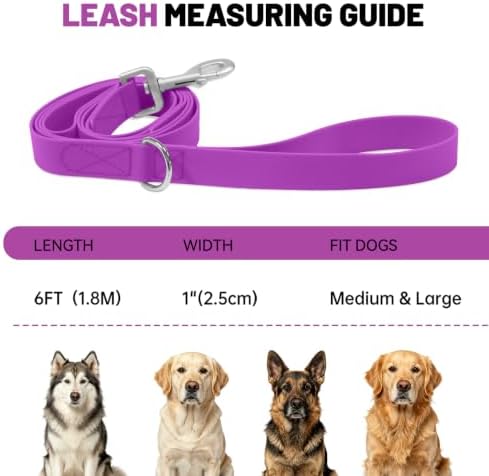 Waterproof Dog Leash with Double Handle, 6 FT Durable Odor-Proof Dog Leashes with Strong Aviation Aluminum Hooks Fits Small Medium or Large Dogs - Image 4