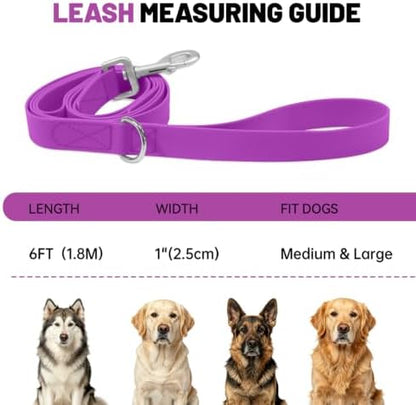 Waterproof Dog Leash with Double Handle, 6 FT Durable Odor-Proof Dog Leashes with Strong Aviation Aluminum Hooks Fits Small Medium or Large Dogs - Image 4