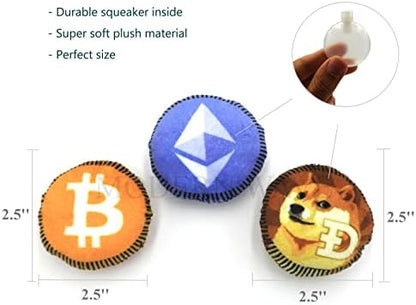 MODERN WAVE - Squeaky Plush Dog Toy Bitcoin Crypto - Interactive Hide and Seek Squirrel Type Puzzle Toy for Dogs, Small - Medium Size (Rocket and Coins) - Image 3
