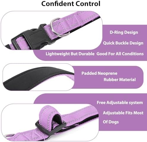 Reflective Dog Collar, Adjustable Nylon for Puppy, Lavender XS - Image 4