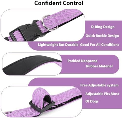 Reflective Dog Collar, Adjustable Nylon for Puppy, Lavender XS - Image 4