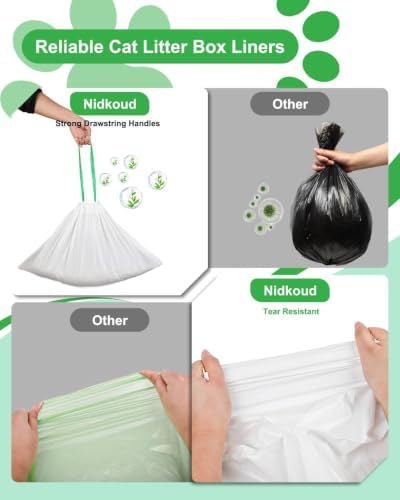 60 Count Cat Litter Box Liners for Automatic Litter Box, Pre-Separated Easy-Dispense Waste Bags with Drawstring, Heavy Duty Leak-Proof Liners Compatible with Litter-Robot 4/5/3, 25.2"x15.7" - Image 4