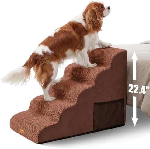 Topmart High Density Foam Dog Steps 5 Tiers, Extra Wide Deep Pet Steps by Topmart
