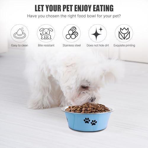 Stainless Steel Dog Bowls, Nonslip Rubber Bottom No Spill Proof Skid Metal Insulated Dog Bowls for Large Medium Small Breed Dogs (Blue, 3.6 Cups/29 OZ) - Image 3