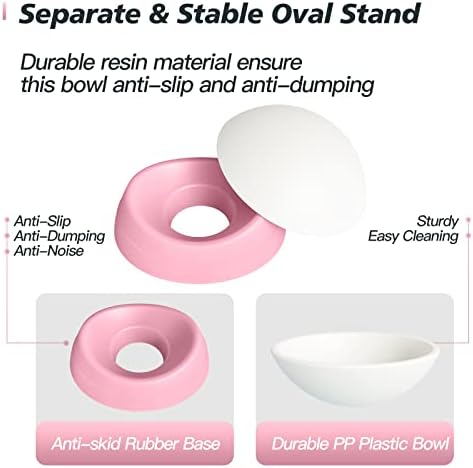 Elevated Cat Bowl, Adjustable Raised Slanted Food Bowl for Cats and Small Dogs, Wide Shallow PP Dish with TPR Non Slip Base, Whisker Friendly, 17 oz - Image 5