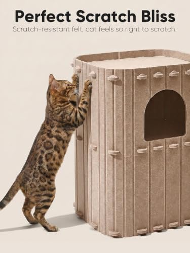 FUKUMARU Cat House for Indoor Cats, Warm Felt Cat Bed, Scratch Resistant - Image 3