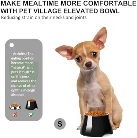 Dog Bowls,Cone Friendly Non Slip Single Dog Bowl with Stainless Steel Inner, Raised Bowls for Small Dogs Spaniel Dogs Long Ear, High Capacity, S/1 Cup Black - Image 3