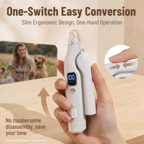 2-in-1 Dog Nail Clippers with LED Light, Rechargeable Pet Nail Grinder for Small Dogs & Cats, 4-Speed Quiet Painless Claw Trimmer with 2026 Upgraded Safety Guard to Avoid Overcutting - Image 6