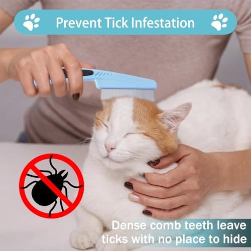 Bestac Pet Grooming Stainless Steel Flea Lice Comb Tear Stain Remover & Dematting Tool Rounded Teeth for Small, Medium, Large Dogs & Cats (Blue) - Image 5