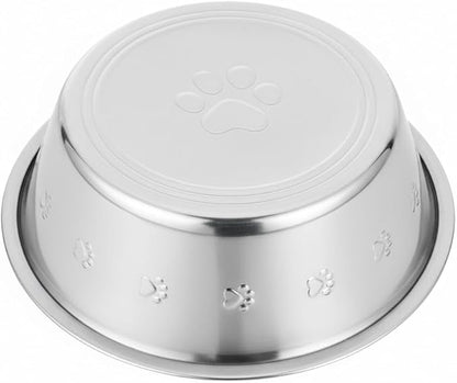 2-Pack Stainless Steel Dog and Cat Bowls Replacement Embossed Bowl 6.1" Diameter, 2.2" Height (Small, Dishwasher Safe)