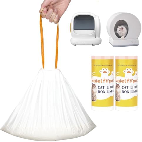 40 Count 18" x 12.6" Cat Litter Box Liners, Replaced Trash Bags Fit for Cat Litter Box MW-SC01/MW-SC02/MW-LR01, Drawstring Waste Drawer Liners for Automatic Litter Box by Naielfopet