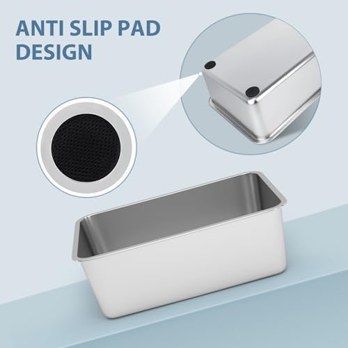 WENBOKMIN Stainless Steel Cat Litter Box - (17.7" L x 13.5" W x 6" H) | Non Slip, Easy to Clean, Never Absorbs Odor, Stains, or Rusts - Image 4