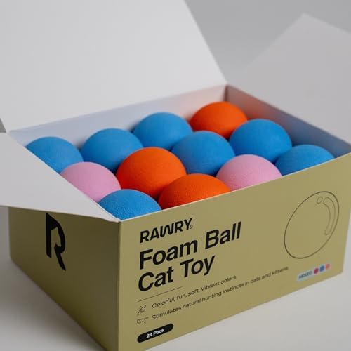 Rawry Foam Ball Cat Toy for Indoor Cats & Kittens, 24 Pack, Three Colors - Image 6