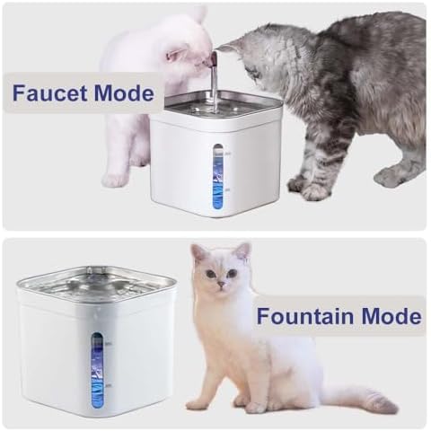 Cat Fountains for Drinking, Stainless Steel Bowl Cat Water Fountain,Water Dispenser for Cats, 74OZ/2.2L Water Fountains for Cats Indoor - Image 6